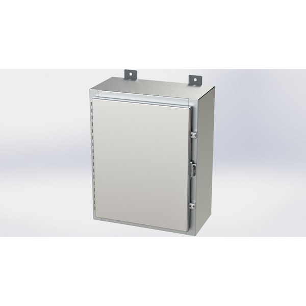 Padlockable Hasp Electrical Enclosures, 20 in H, 8 in D, 16 in W, NEMA 4X, 304 Stainless Steel